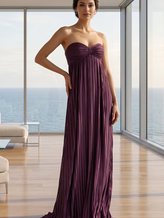 Lulus Dresses & Skirts - NWT LULUS Whimsical Beauty plisse strapless dress dark purple XL
